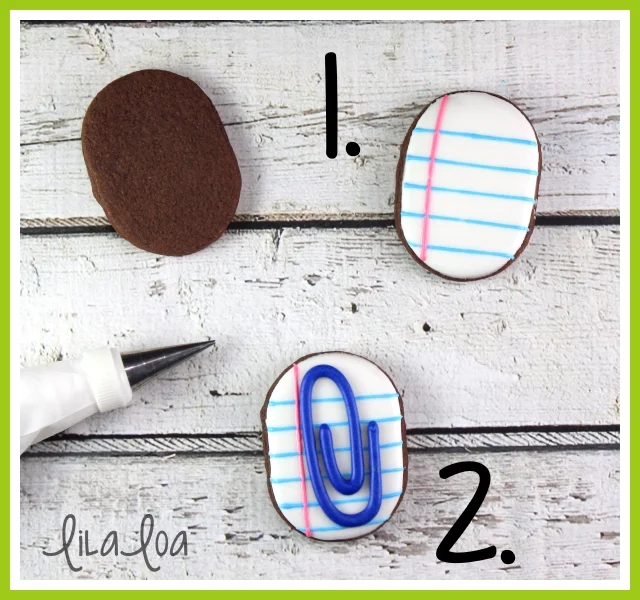 Decorated Sugar Cookies for Back to School that look like paperclips -- tutorial!!