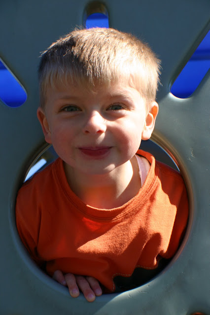 Braedon at the park - Peek a Boo