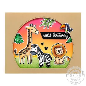 Sunny Studio Stamps: Savanna Safari Fabulous Flamingos Stitched Semi-Circle Dies Birthday Card by Anja Bytyqi