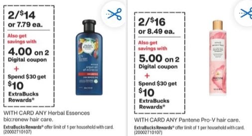 Cheap Pantene & Herbal Shampoo CVS Deal