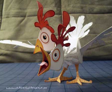 Headed Paper Designs. two-headed chicken paper