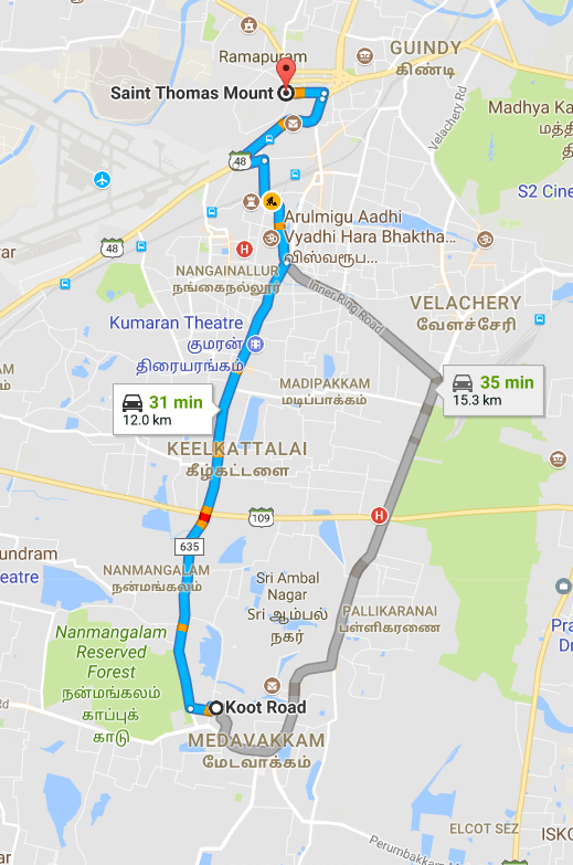Share Auto Routes – Chennai - Medavakkam Koot Road to St.Thomas Mount