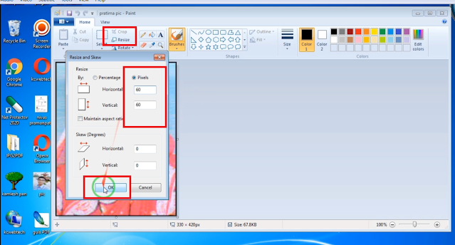 resize pixel मे 60 to 60 फिर ok देखे फोटो