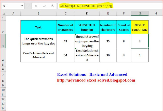  How to Count the number of Spaces in any Text in a cell