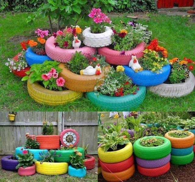 Decoração Com Pneus para Jardim