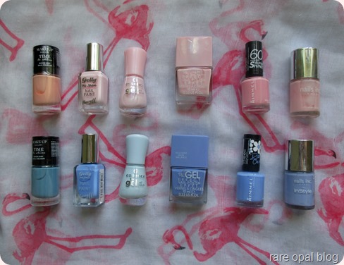 Pantone Serenity and Rose Quartz Colour Color of the Year Nail Polish Picks Make Up Gallery, Barry M, Essence, PS, Rimmel, Nails Inc