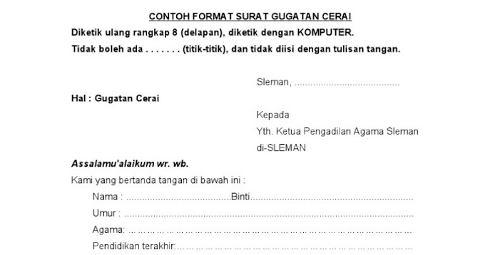 Surat Gugatan Cerai