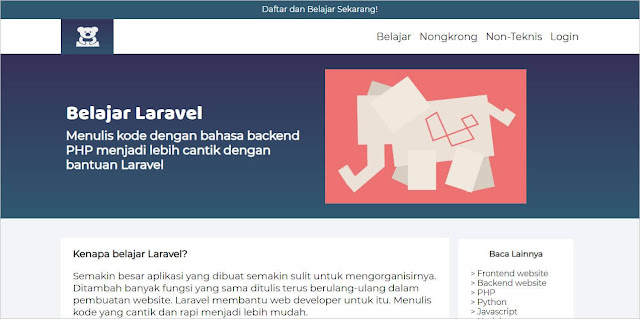 Website Indonesia Untuk Belajar Framework Laravel Terlengkap - adjie.id sekolahkoding