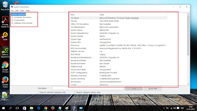 cek detail spesfikasi laptop windows 10