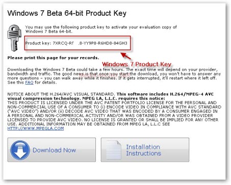 windows 7 free download with product key