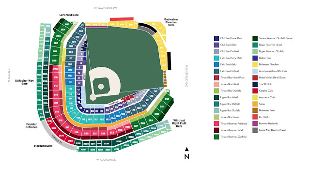 Wrigley Field Seating Chart with Seat Numbers