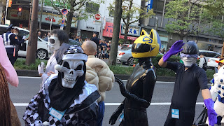 Grim, Celty Sturluson, and Baikinman costumes