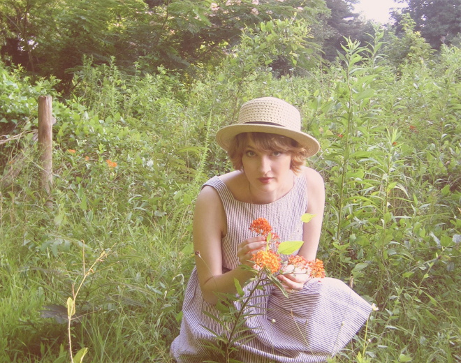 The Flying Clubhouse - Seersucker Dress, Orange Butterfly Weed