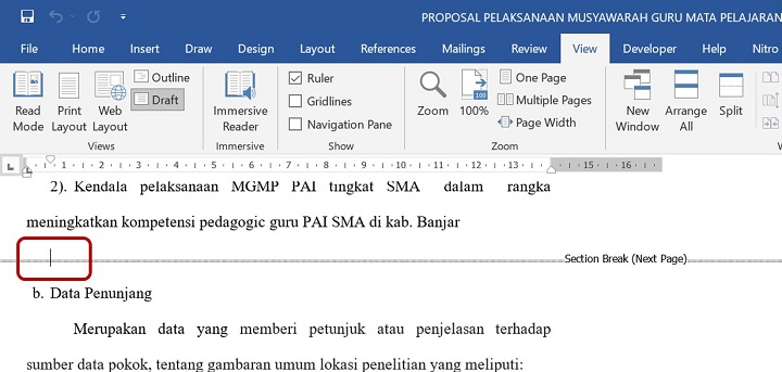 menghapus page break