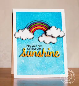 Sunny Studio: Rain or Shine May Your Day Be Filled With Sunshine Rainbow card by Marion Vagg.