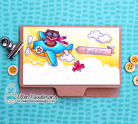 Interactive Birthday Card by Ellen Haxelmans | Winston Takes Flight Stamp Set by Newton's Nook Designs #newtonsnook