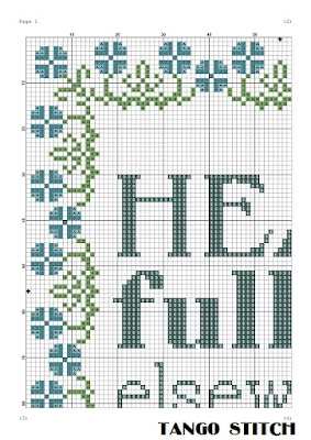 Head full of elsewhere funny romantic quote cross stitch pattern