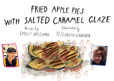 Fried Apple Pies with Salted Caramel Glaze on Design Sponge Illustrated by Elizabeth Graeber