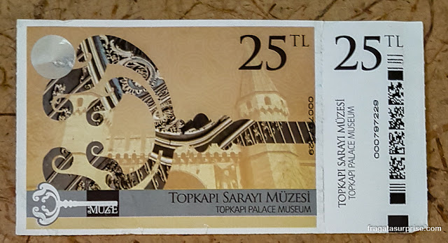 Ingresso para o Palácio de Topkápi, Istambul, Turquia
