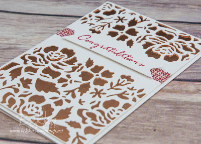 Detailed  Floral Thinlits Anniversary Card with a Copper Background made with supplies from Stampin' Up! UK which you can buy here