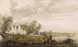 View of Schraven-Deel by Aelbert Cuyp - Landscape Drawings from Hermitage Museum