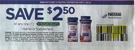 $2.50/1 Nature’s Bounty Vitamin or Supplement 1-1 Save (exp. 1/29)