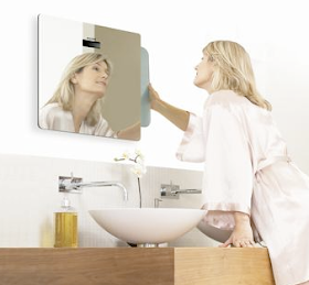 bathroom scale storedbehind a mirror