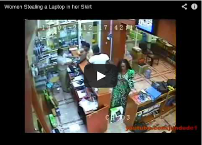 OMG - Women Stealing a Laptop in her Skirt, Caught on CCTV 