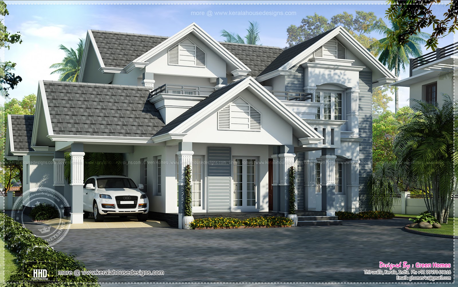 Semi European  style  beautiful villa Kerala home  design  