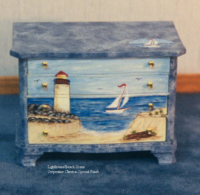 miniature dollhouse chest with nautical theme