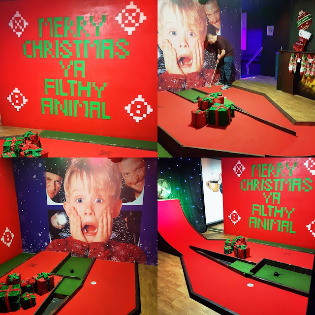 Playing Christmas Crazy Golf at Teezers Retro Golf in Coventry at Easter 2019