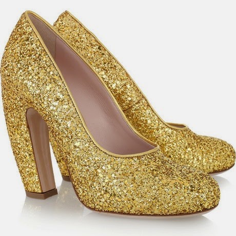 Gold Sparkly High Heels Shoes