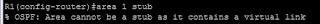 stub zone and virtual link ospf