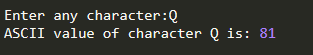 ASCII value of a Character