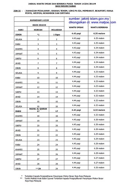 Nabilfahmi@nabilpotter: Jadual Waktu Imsak Dan Berbuka 