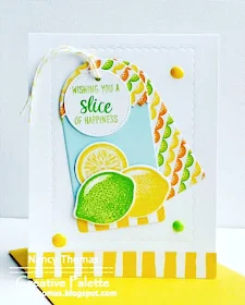 Sunny Studio Stamps: Slice Of Summer & Build-A-Tag Dies Lemon Lime Card by Nancy Thomas