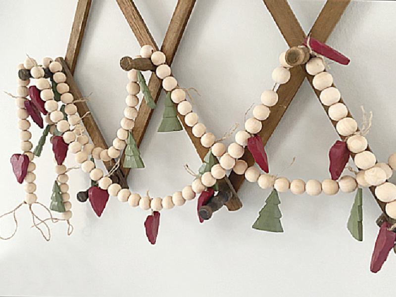 Making a Wood Bead Garland out of a Thrift Store Bracelet