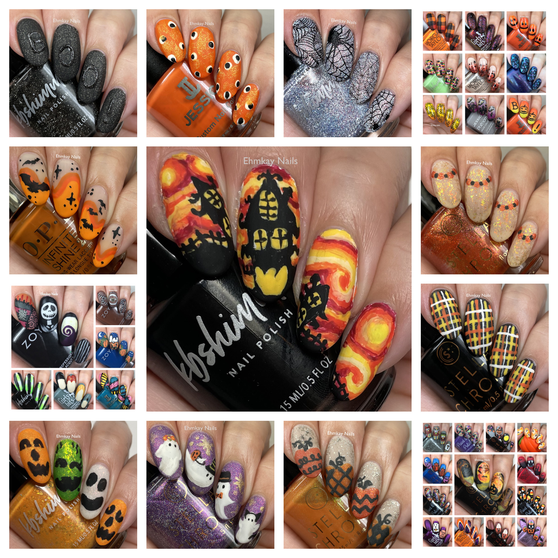ehmkay nails: 13 Days of Halloween Nail Art: Spooky Eyes over Chameleon  Flakes
