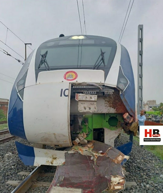 Victim of Vande Bharat Express accident, front part damaged after hitting animal