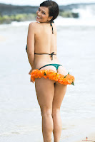 Denise milani wearing Green Thong Bikini in Hawaii