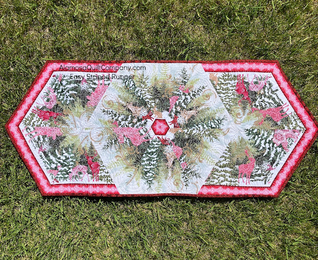 Easy Striped Table Runner using Nature's Winter fabrics