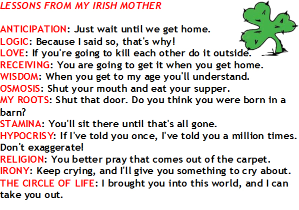 Irish Jokes and Humor for Mother's Day