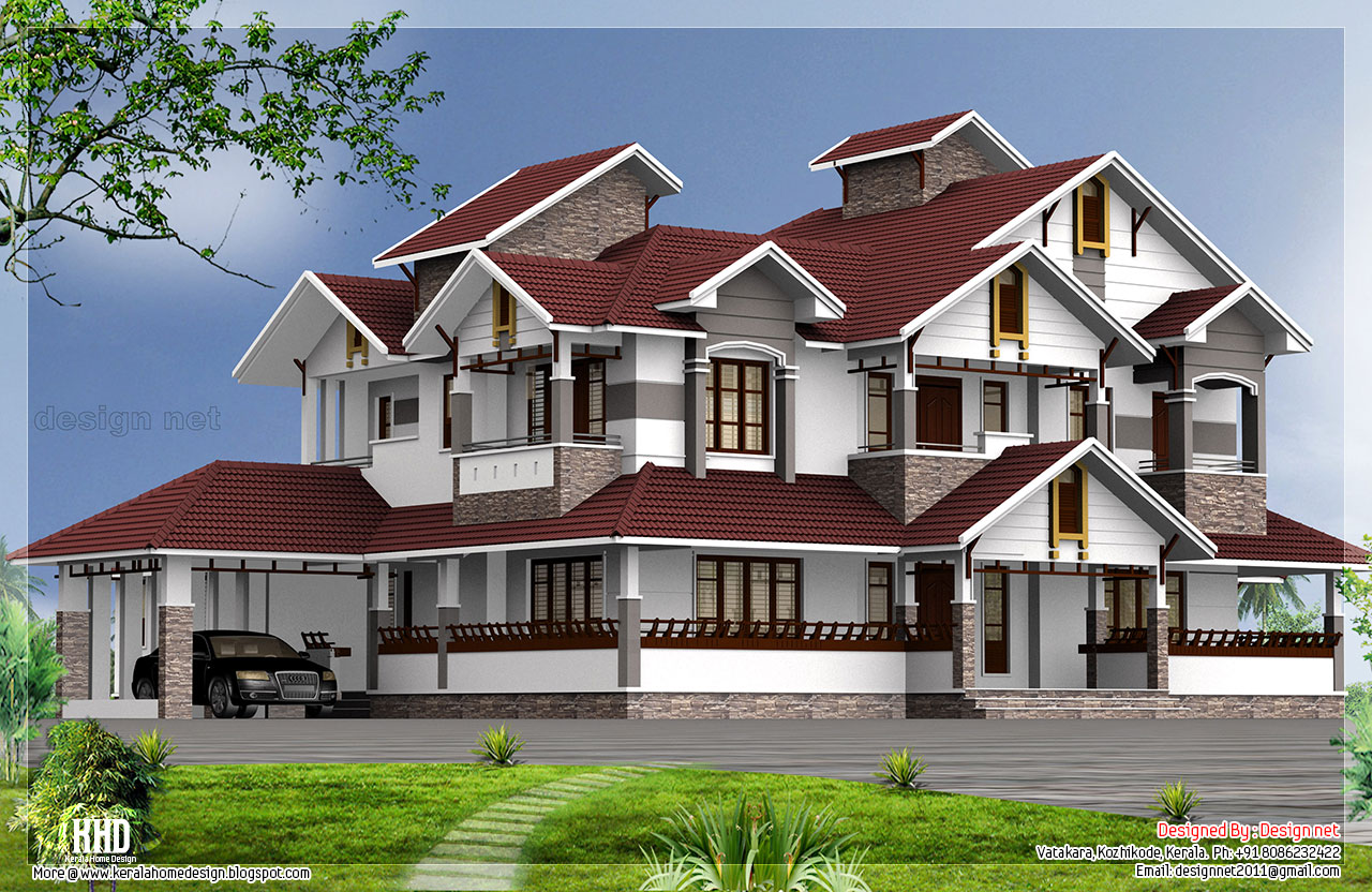  6  Bedroom  luxury house  design Kerala home  design and 