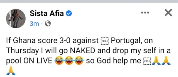 Sista Afia's facebook post