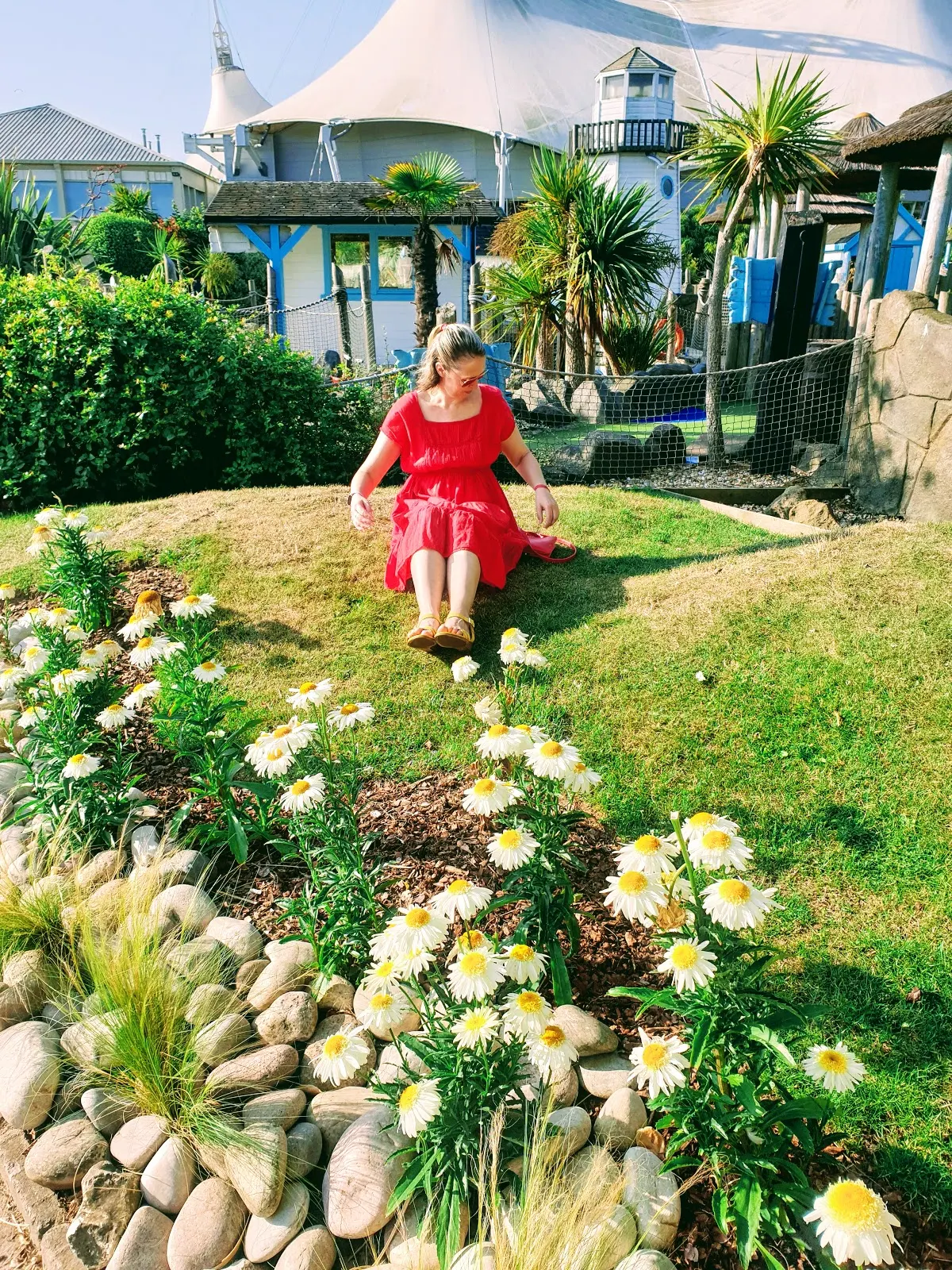 Lady In Red: Red Summer Dress With Yellow Sandals