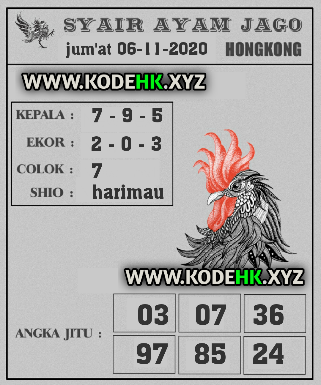 Kode Hk Jum'at 06 November 2020