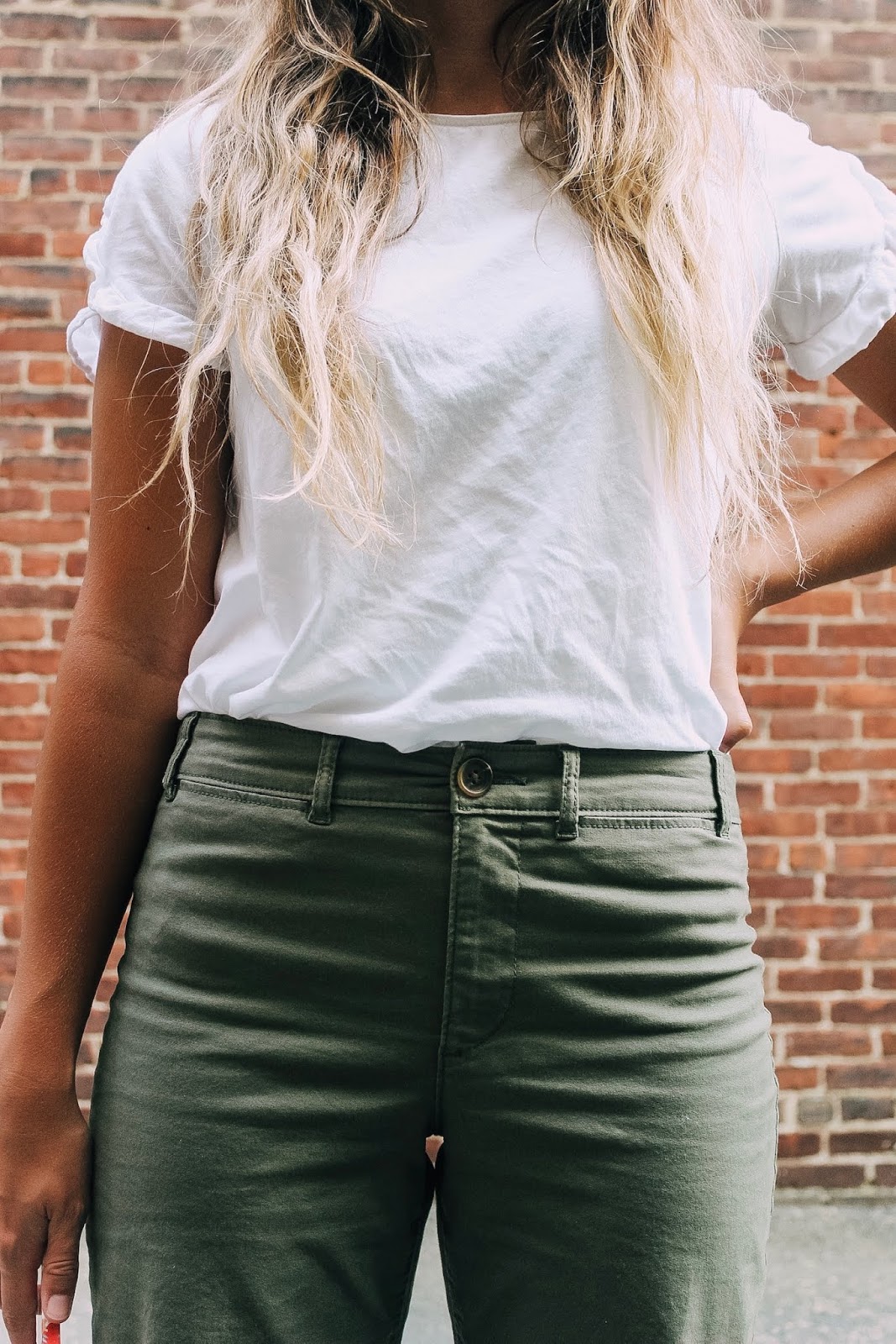 high waisted wide-leg olive green pants 