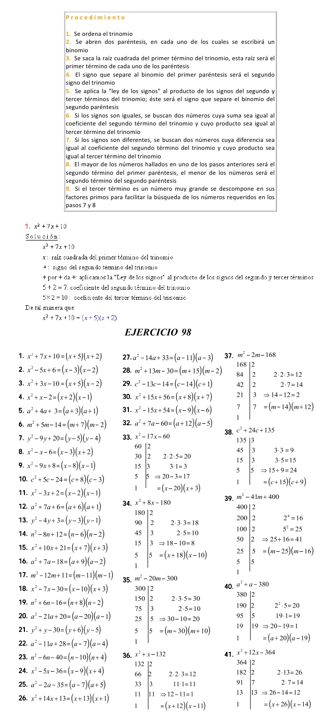 Matematicas Fundamentales Trinomio De La Forma X 2 Bx C