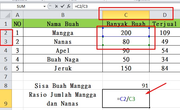 Rumus Pembagian di Excel