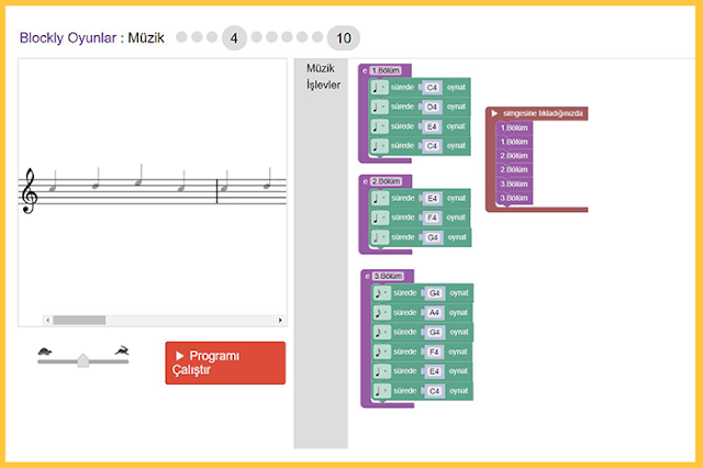 Blockly Games Müzik Çözümleri 4. Bölüm